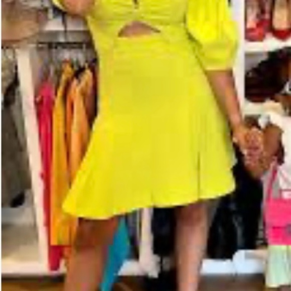 Johnathan Simkhai Bright Yellow Dress with Puff Sleeves
